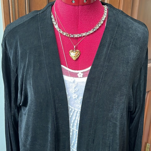 A Touch of Class Jacket Slinky Silky Smooth NWOT Open front Black Size S - Picture 2 of 11